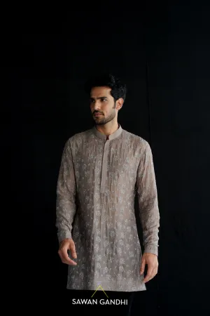Grey Rose Cutdana Kurta