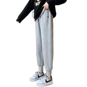 Grey Solid High Waist Cuffed Jogger