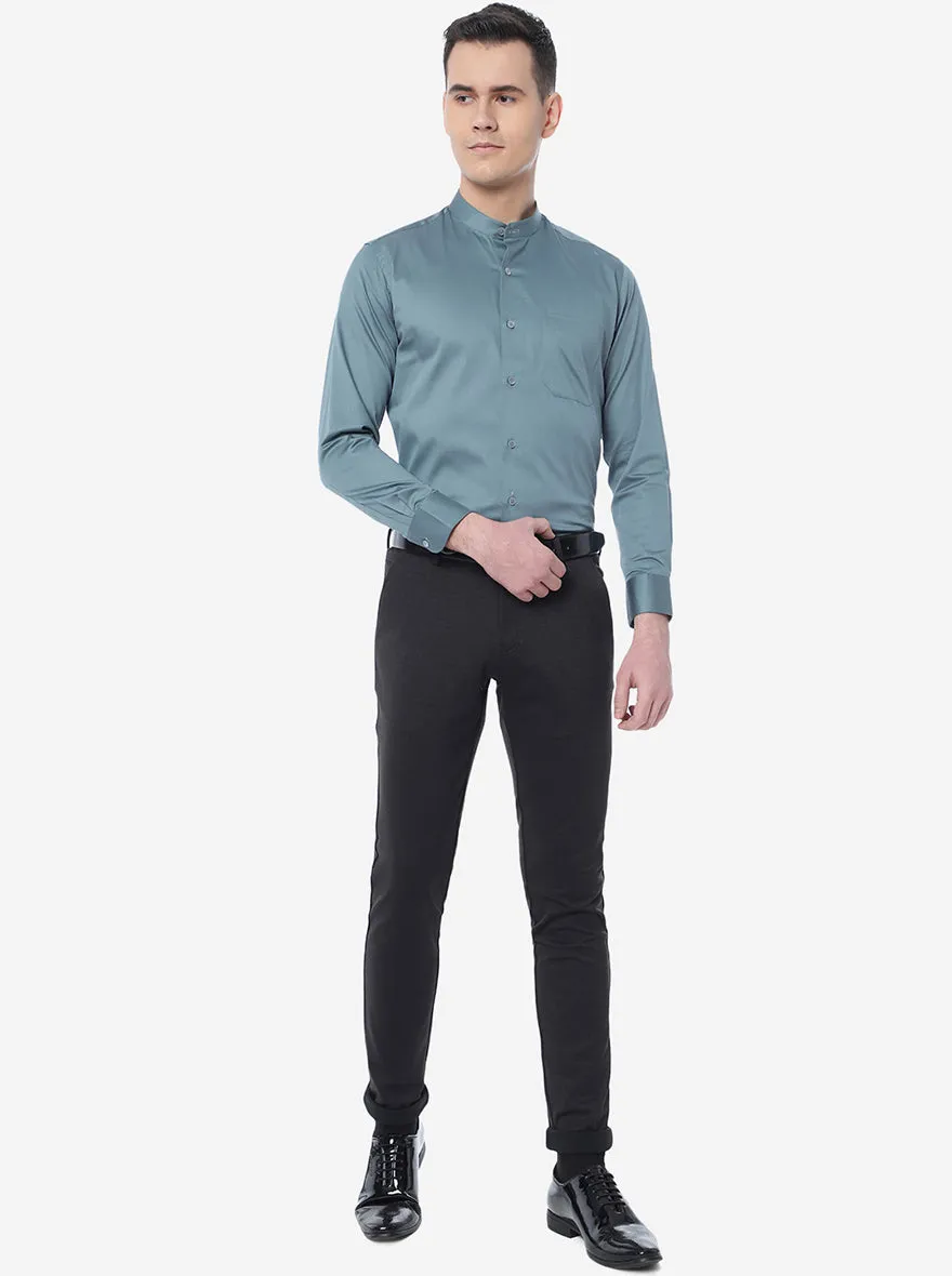 Grey Solid Slim Fit Formal Shirt | Metal