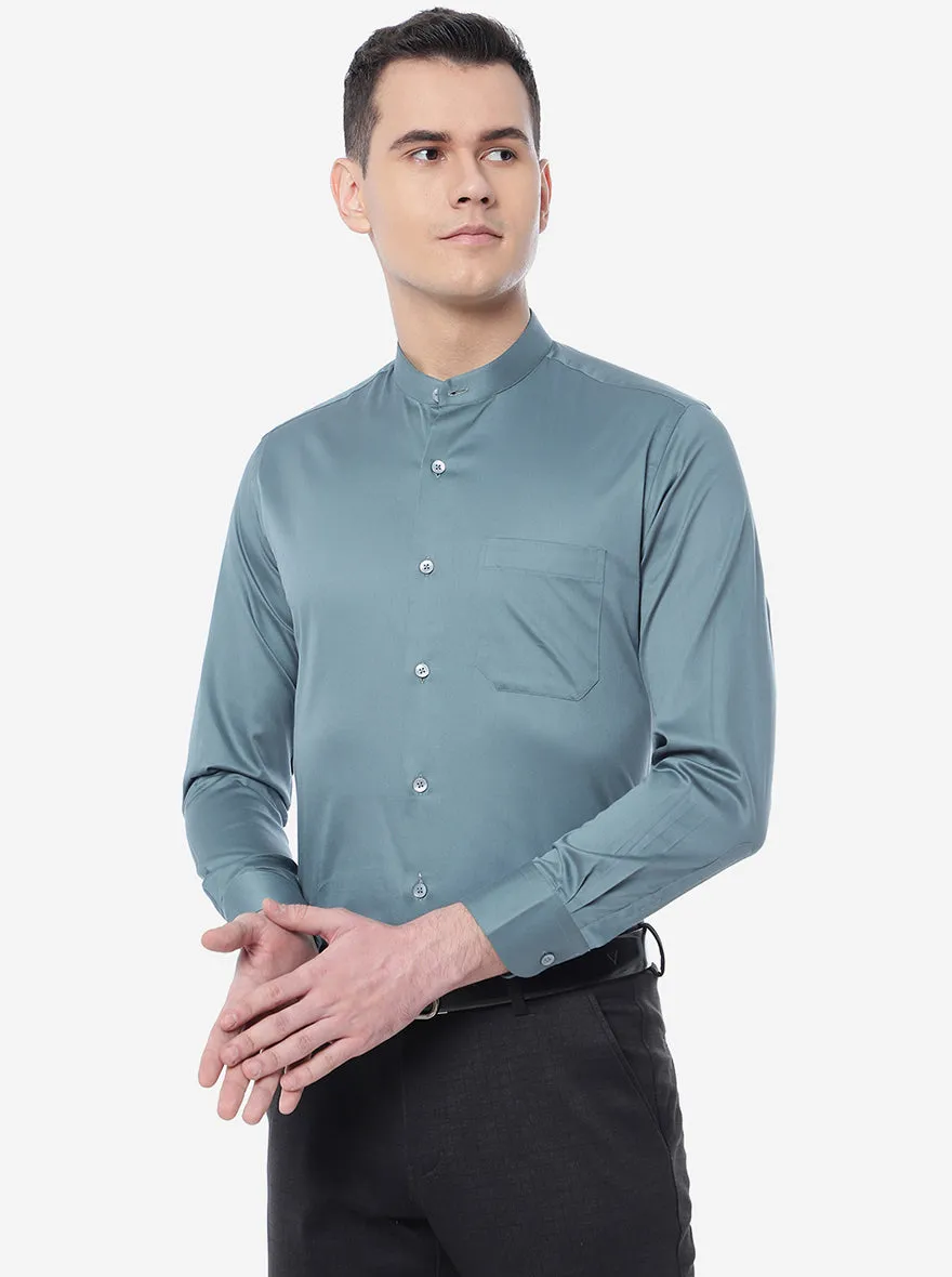 Grey Solid Slim Fit Formal Shirt | Metal