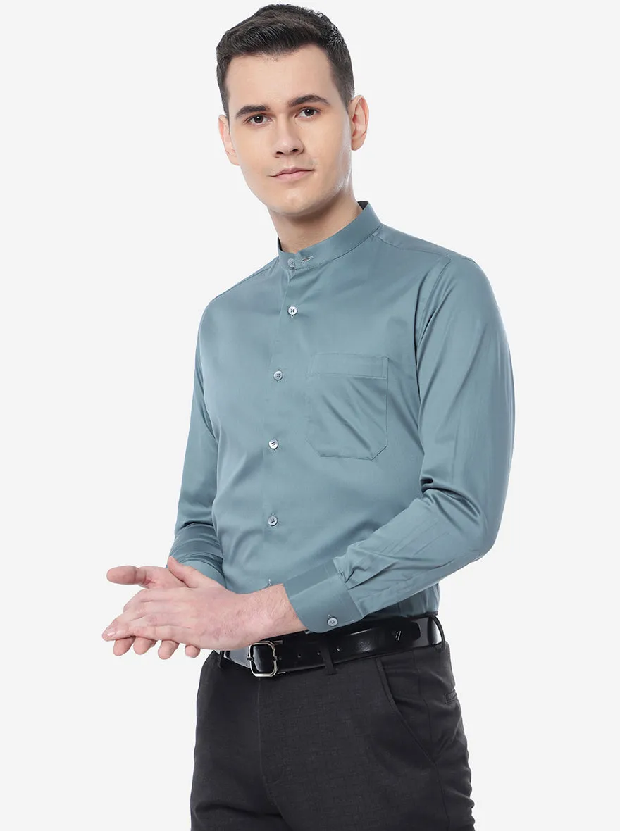 Grey Solid Slim Fit Formal Shirt | Metal