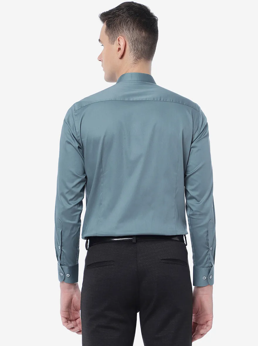 Grey Solid Slim Fit Formal Shirt | Metal