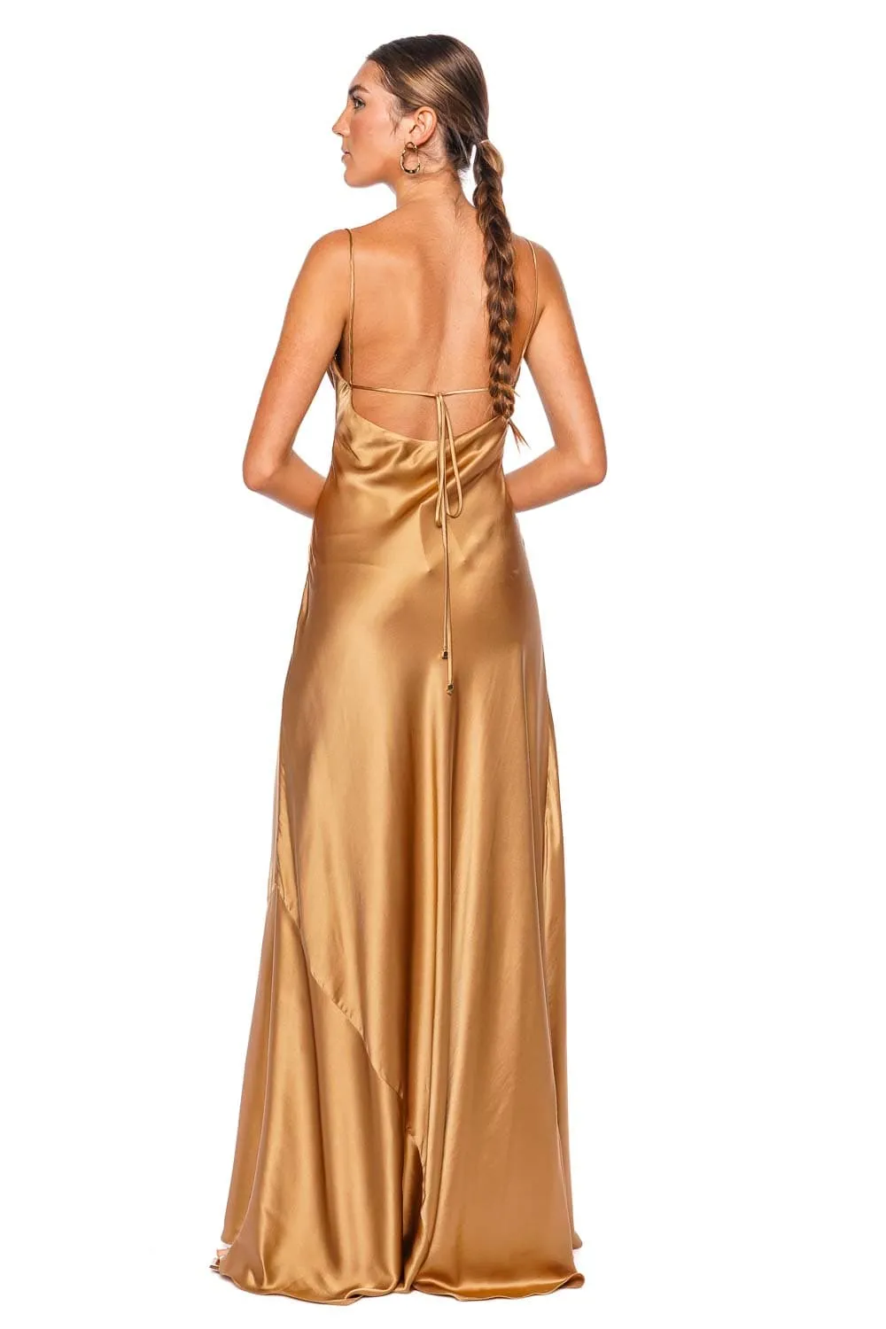 Hablame Mucho Draped Silk Maxi Dress