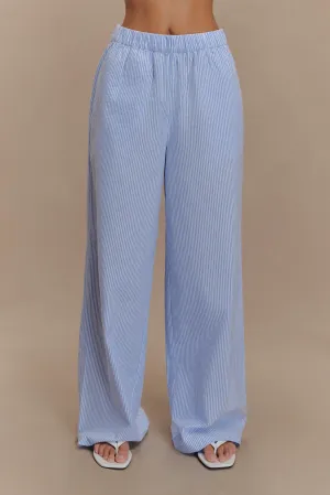 Hansen Wide Leg Pants - Blue Pinstripe
