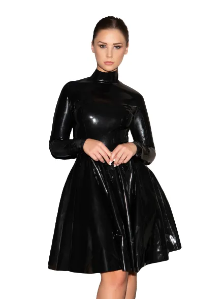 High Neck Full Circle Latex Dress