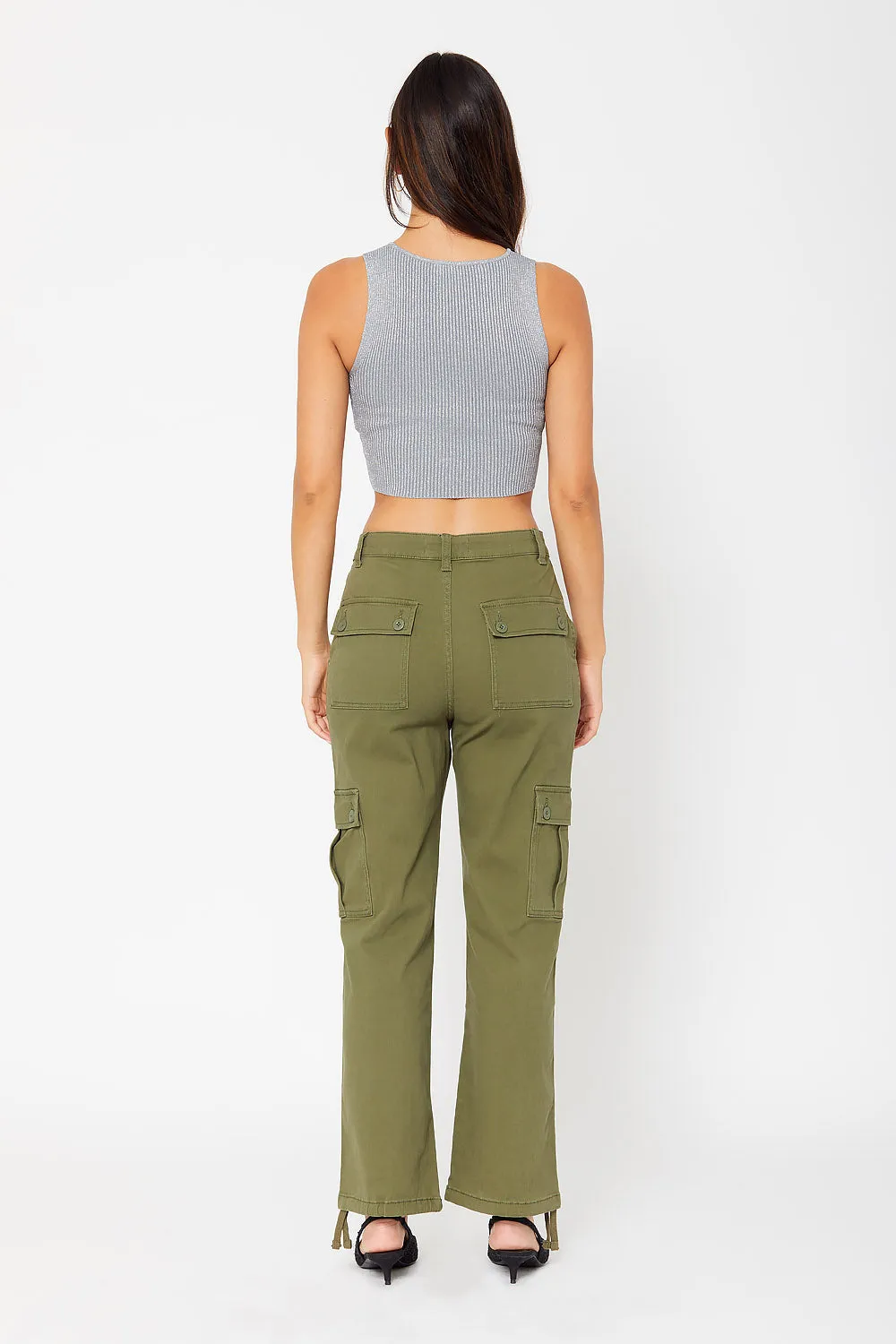 High-rise cargo utility pants