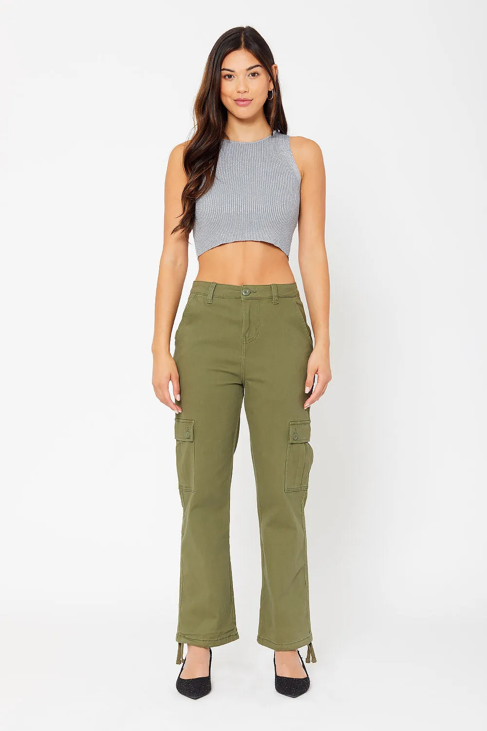 High-rise cargo utility pants