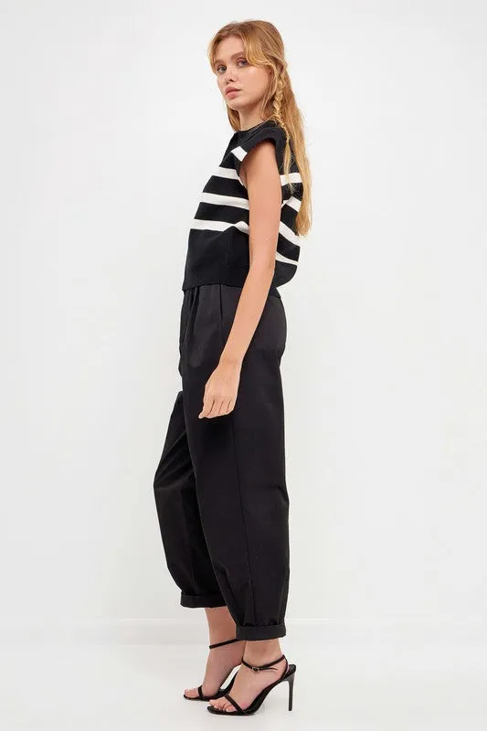 High Waist Pleated Trouser (Beige or Black)