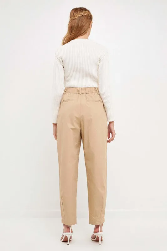 High Waist Pleated Trouser (Beige or Black)