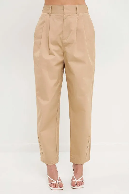 High Waist Pleated Trouser (Beige or Black)