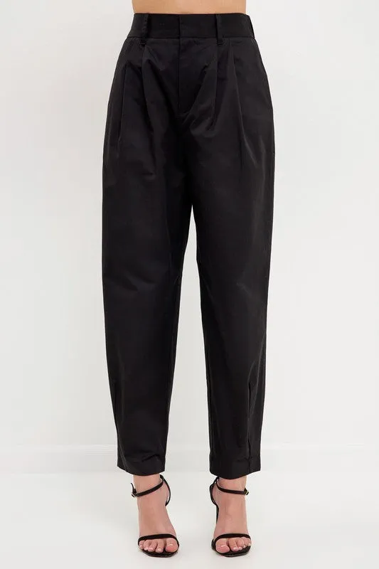 High Waist Pleated Trouser (Beige or Black)