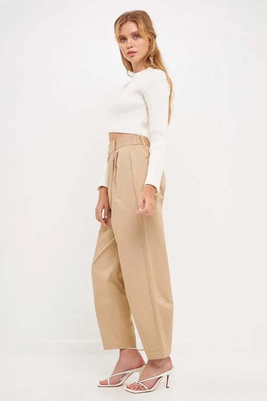 High Waist Pleated Trouser (Beige or Black)