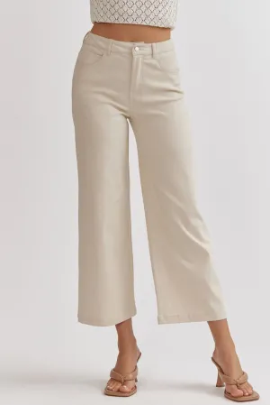 High Waist Wide Leg Pants in Sand
