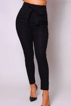 HIGH WAISTED BLACK PANTS BELTED