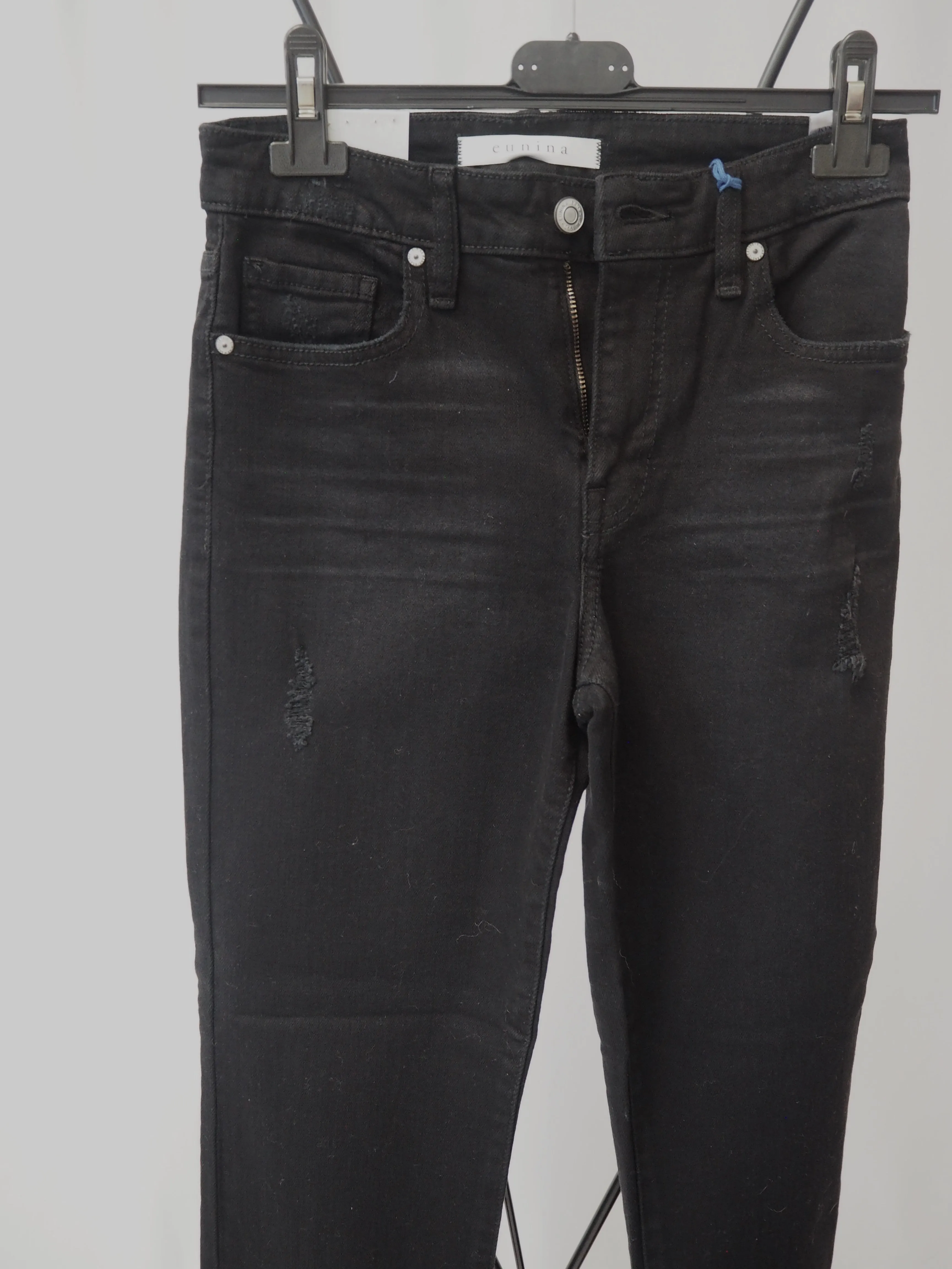High-Waisted Distressed Black Jeans