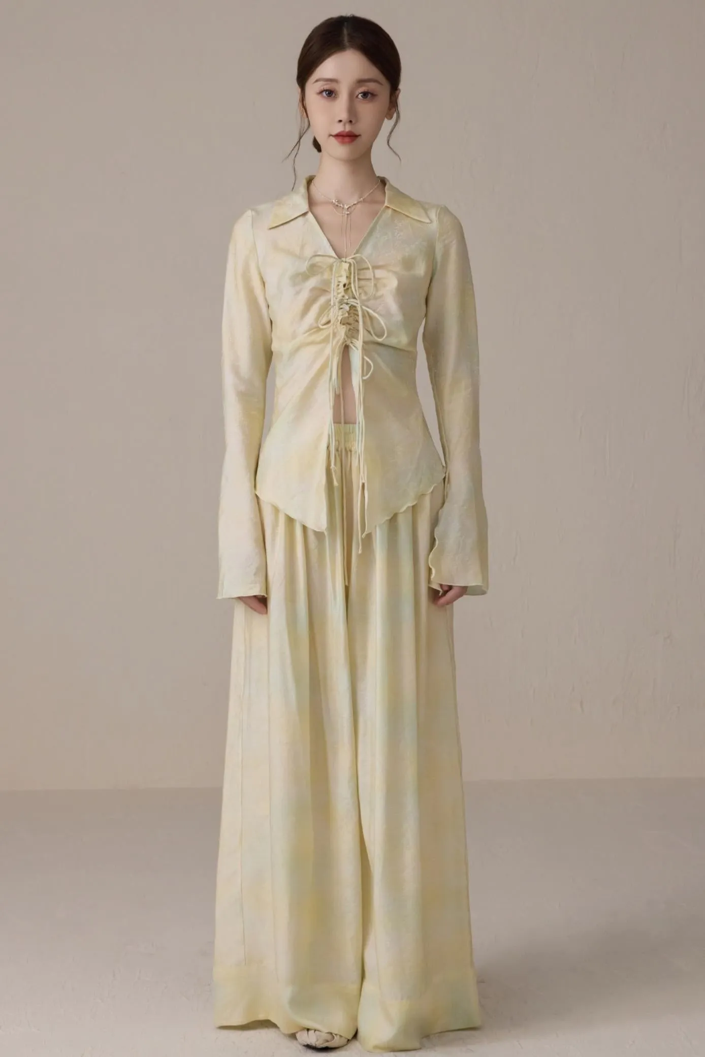 High-Waisted Tencel Wide-Leg Trousers