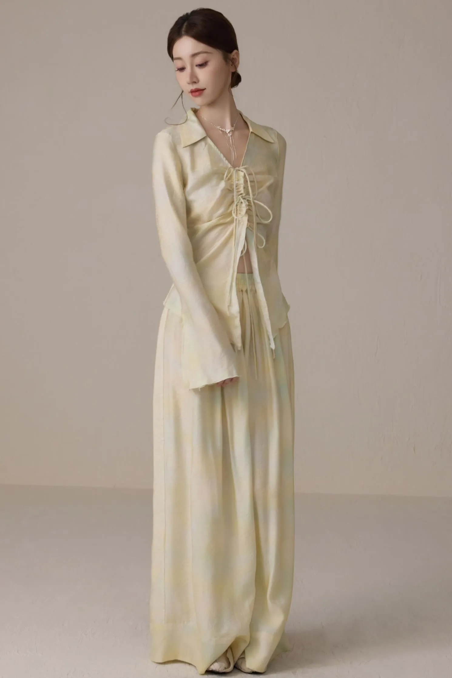 High-Waisted Tencel Wide-Leg Trousers