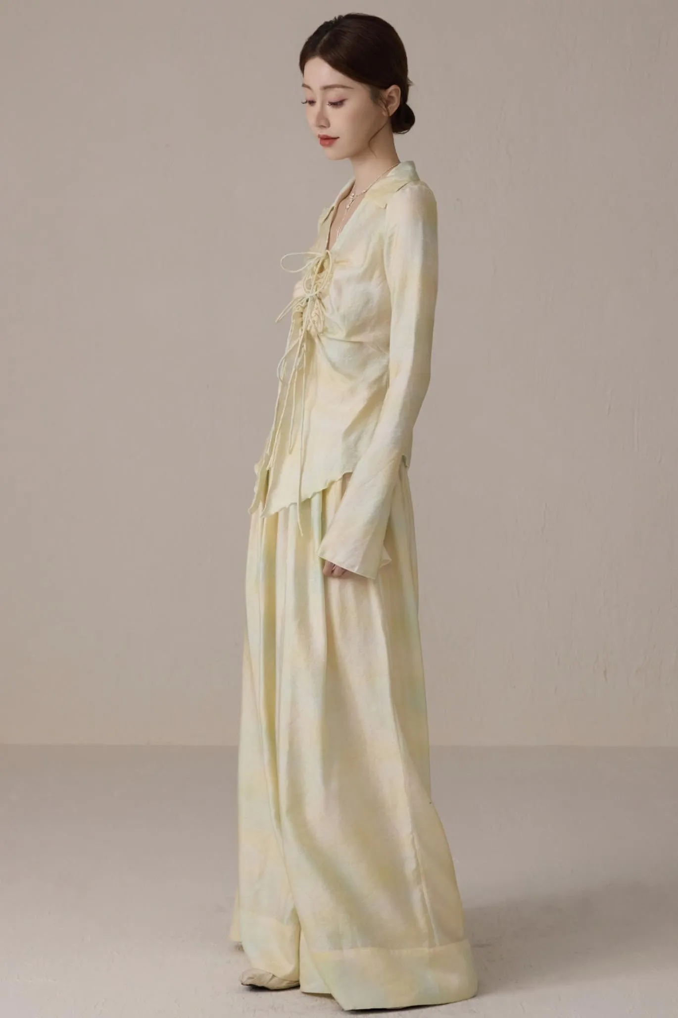 High-Waisted Tencel Wide-Leg Trousers