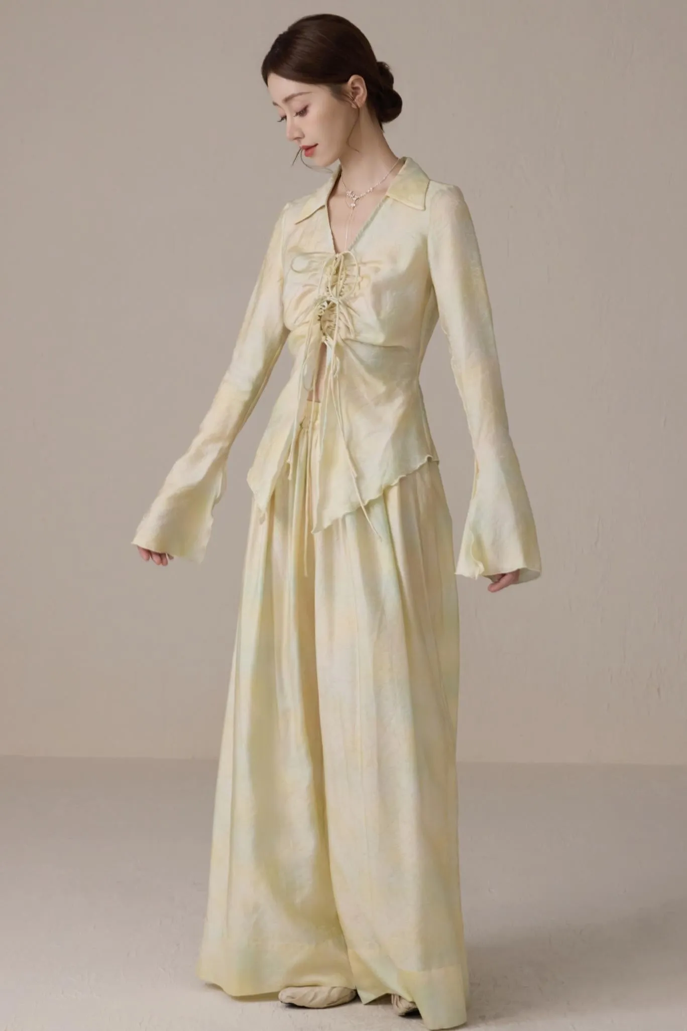 High-Waisted Tencel Wide-Leg Trousers