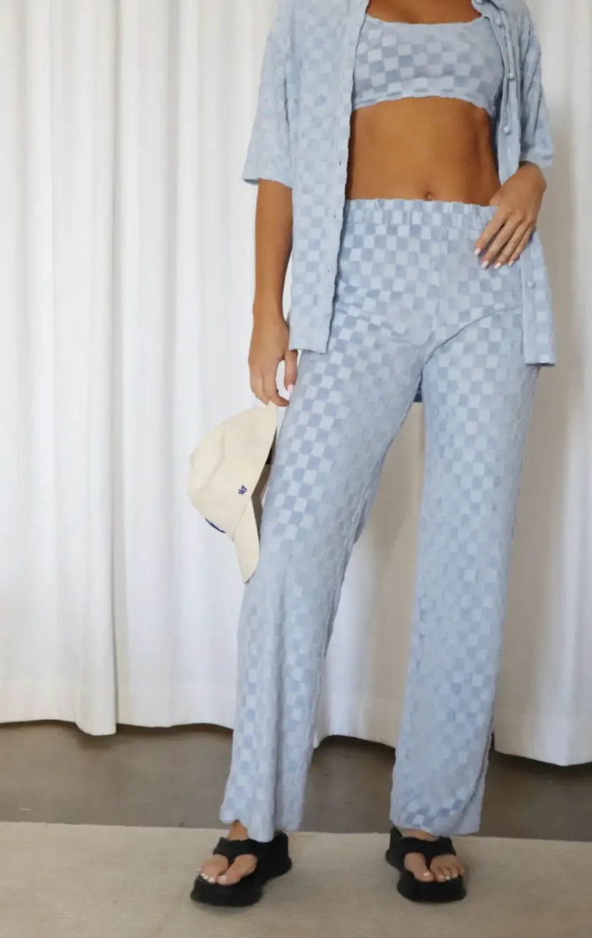 High Waisted Terry Checker Pants