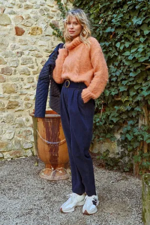 HIGH-WAISTED VELVET PANTS