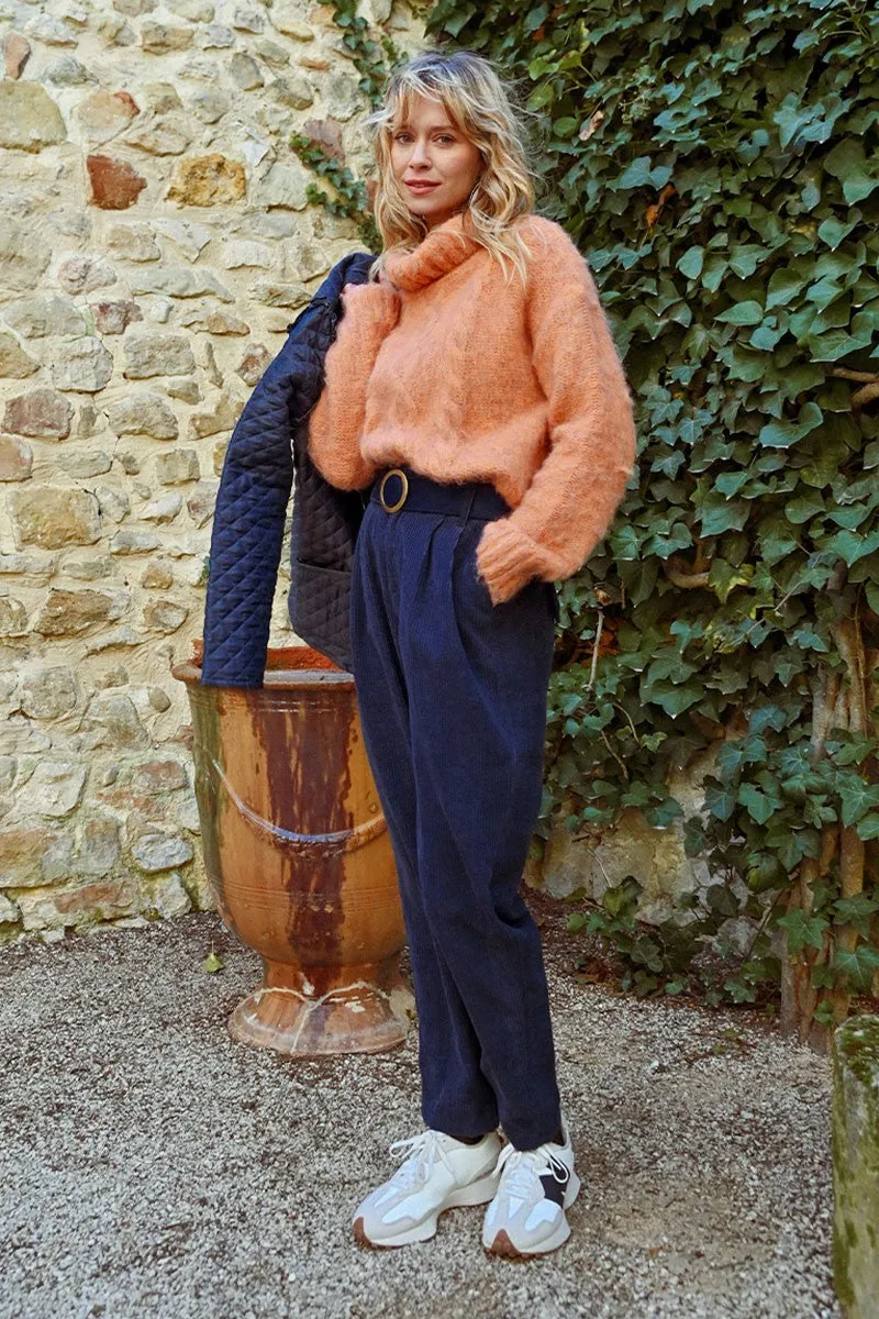 HIGH-WAISTED VELVET PANTS