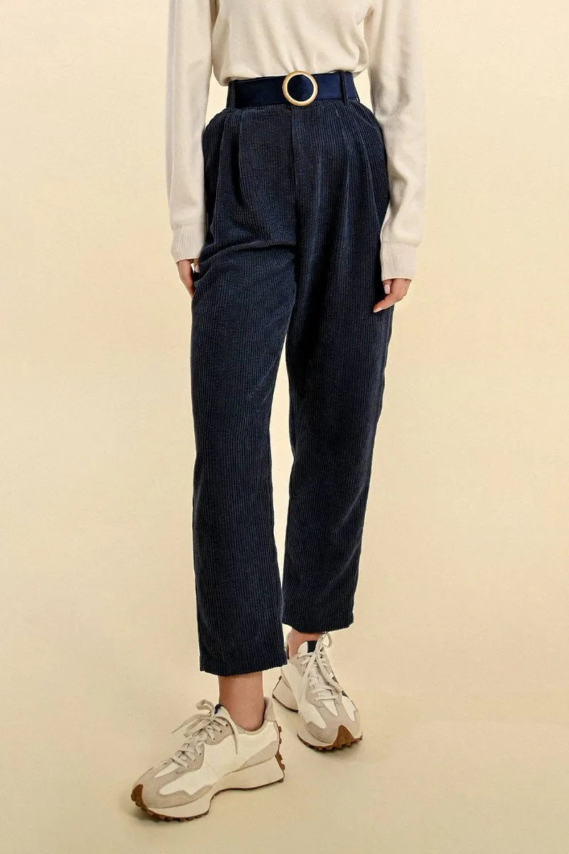 HIGH-WAISTED VELVET PANTS