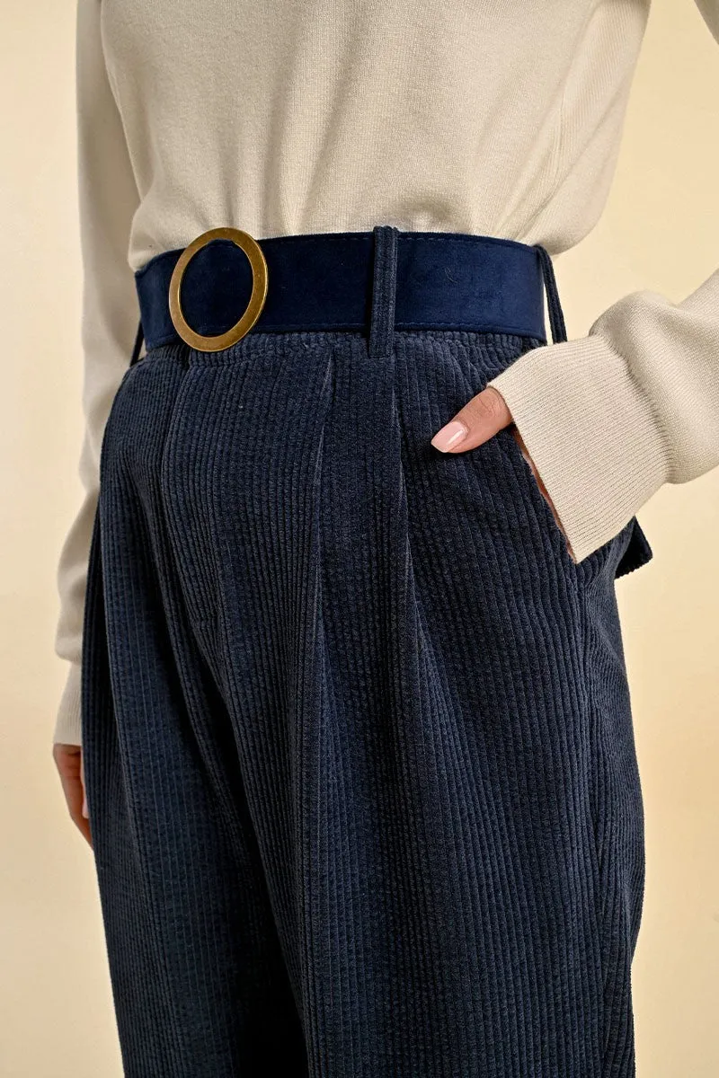 HIGH-WAISTED VELVET PANTS
