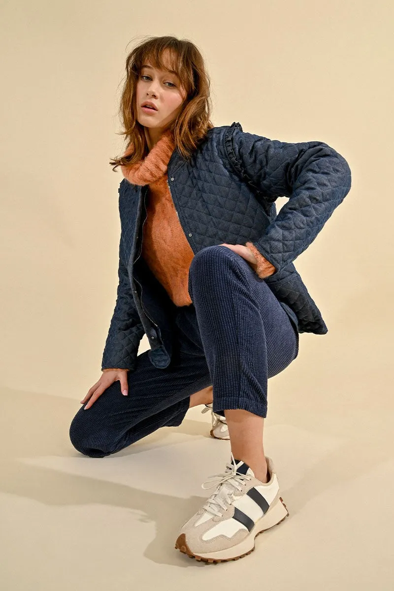 HIGH-WAISTED VELVET PANTS