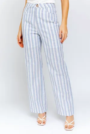 High Waisted Wide Leg Striped Pants