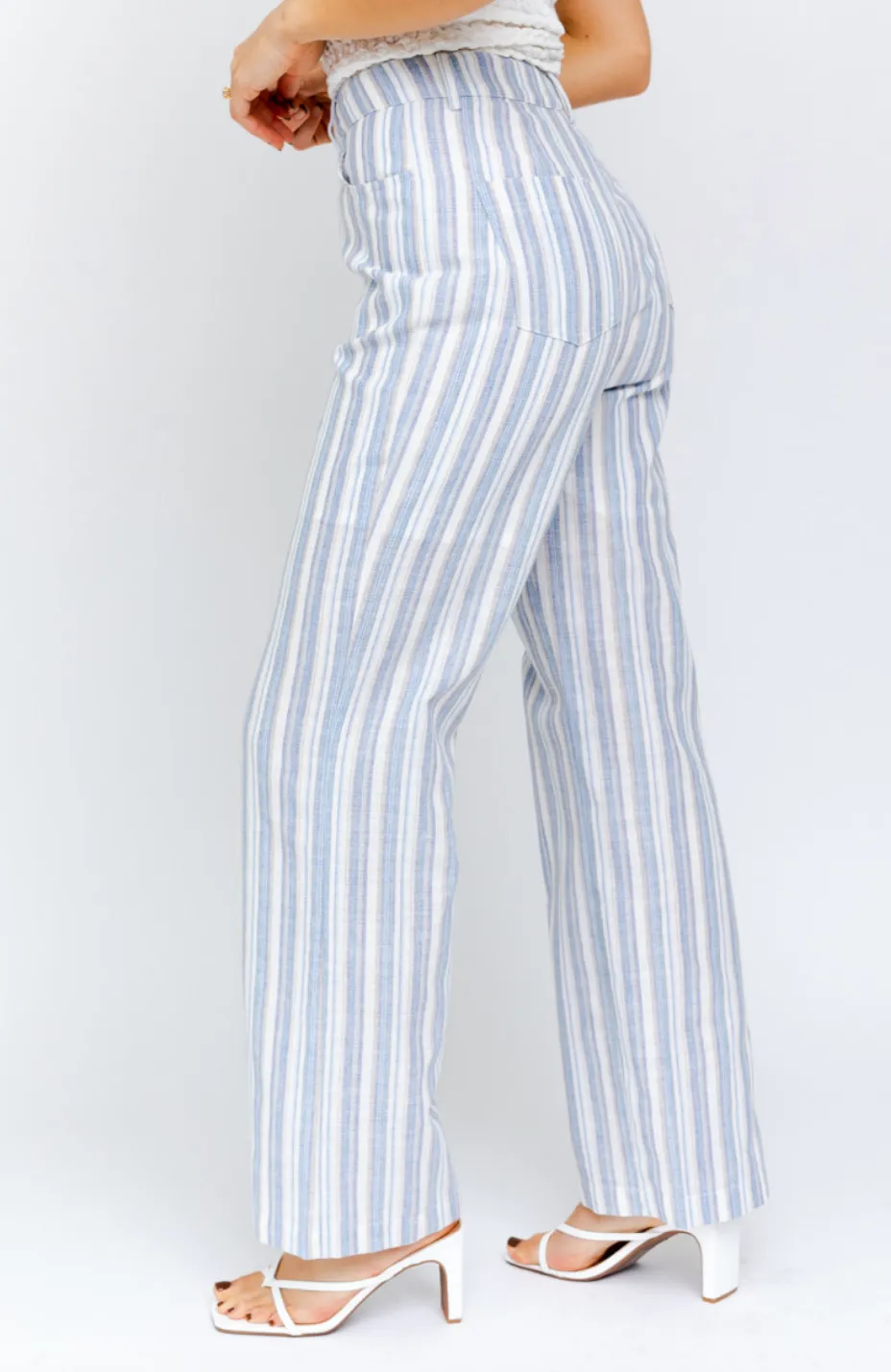 High Waisted Wide Leg Striped Pants