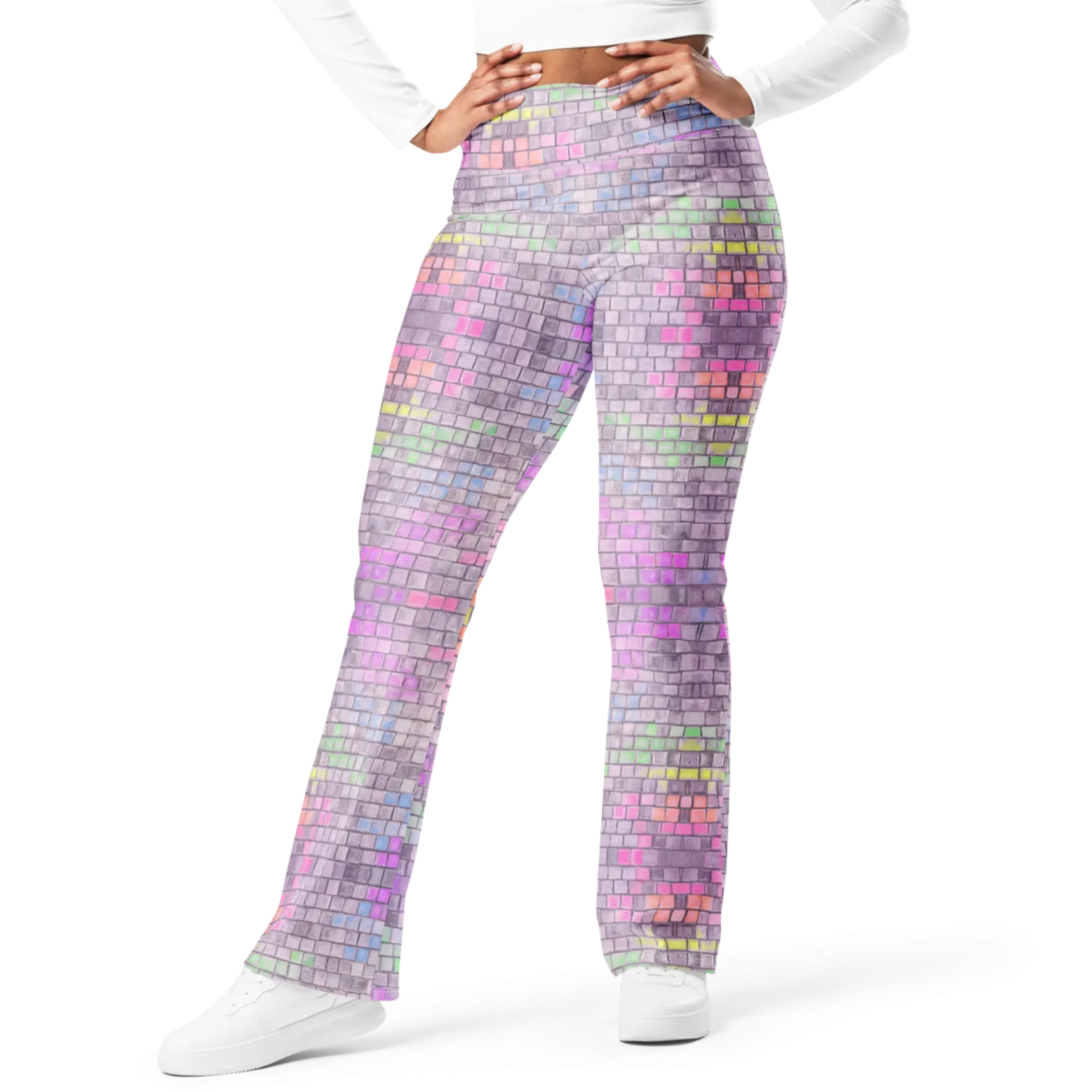 High Waisted Yoga Pants ( Internal Pocket)- "Disco Kitty" Design