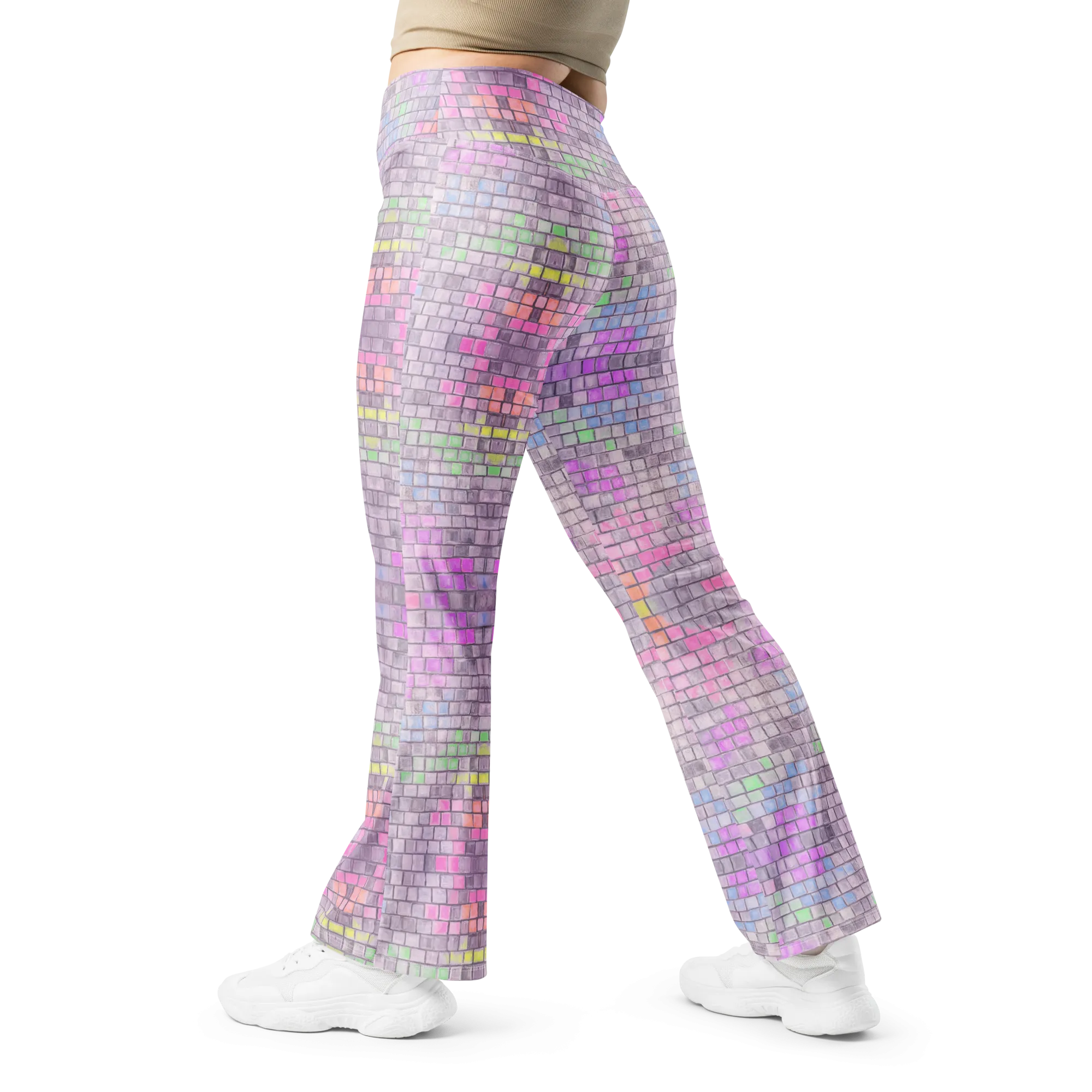 High Waisted Yoga Pants ( Internal Pocket)- "Disco Kitty" Design