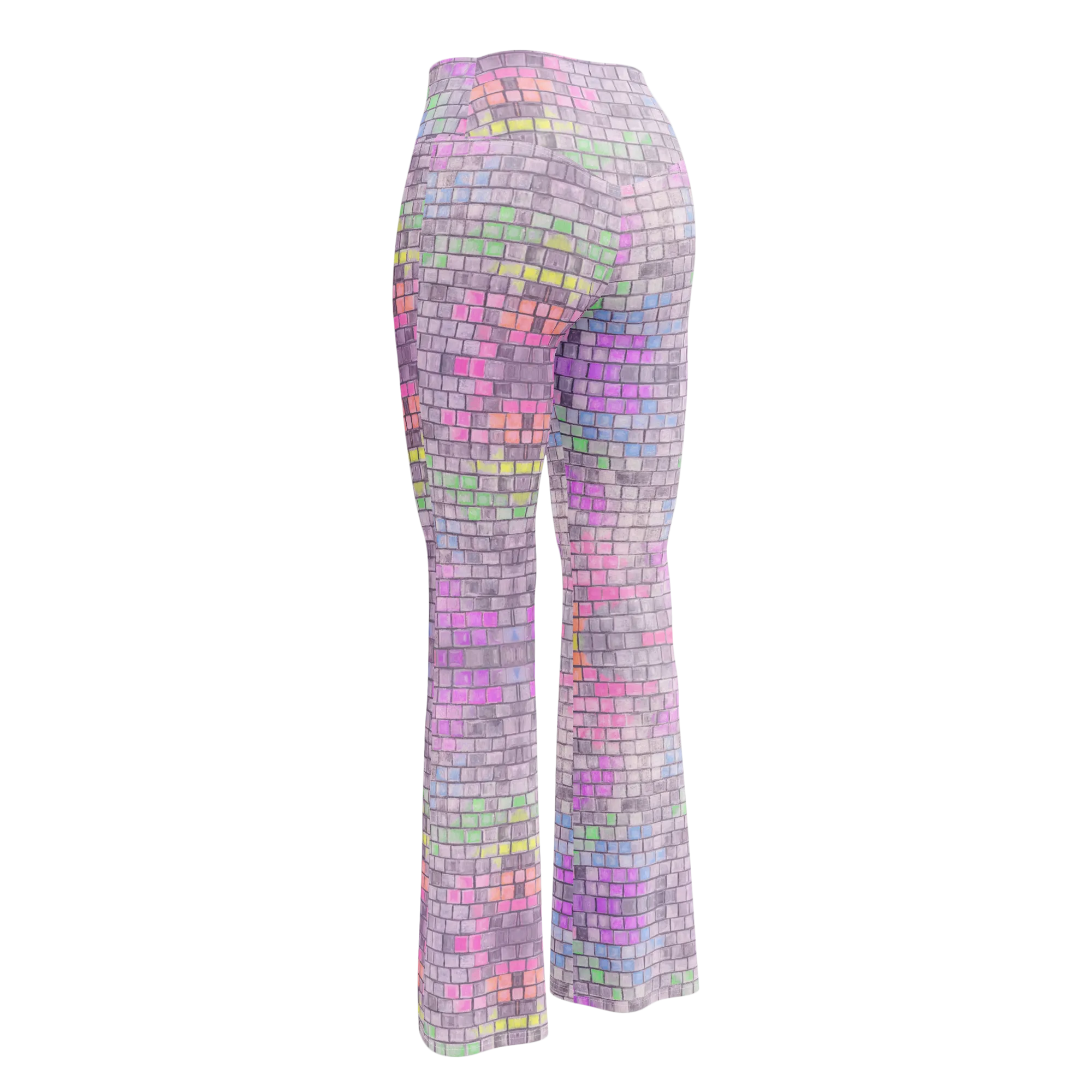 High Waisted Yoga Pants ( Internal Pocket)- "Disco Kitty" Design