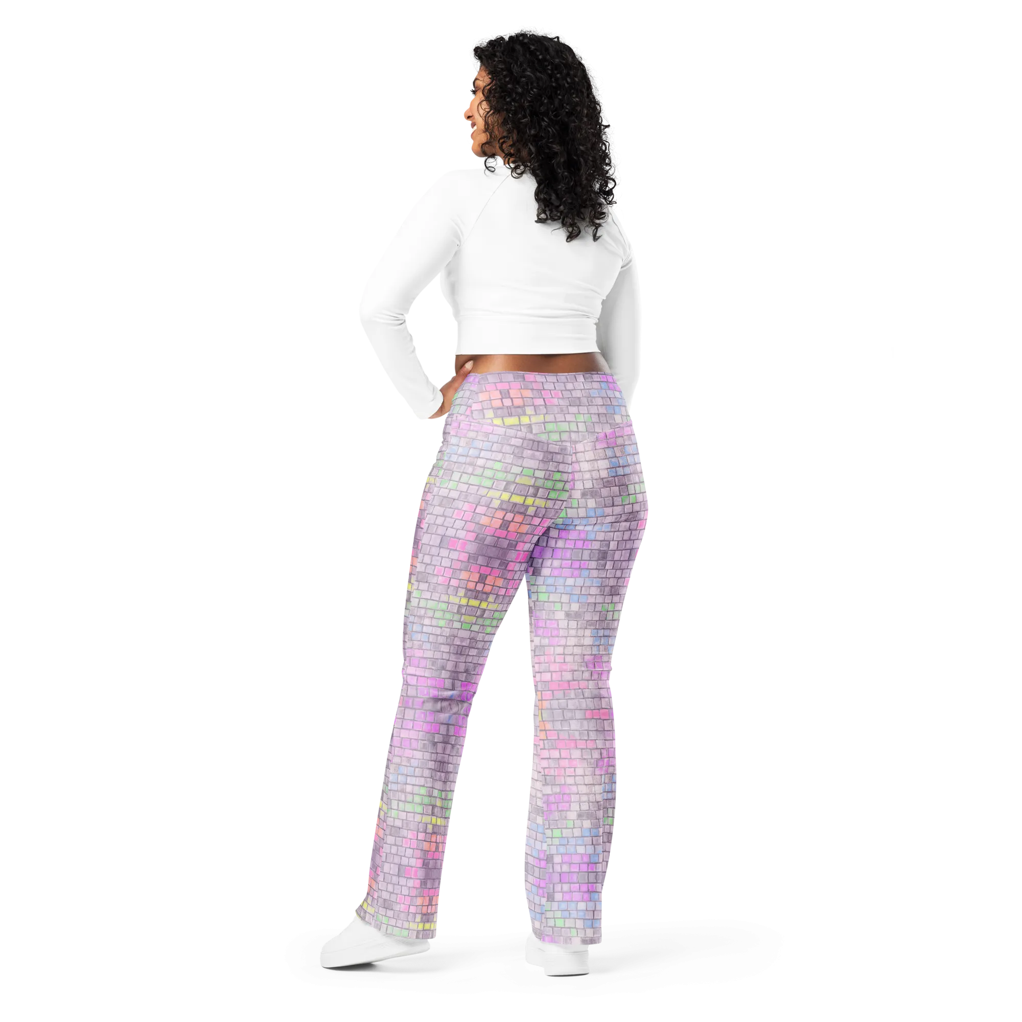 High Waisted Yoga Pants ( Internal Pocket)- "Disco Kitty" Design