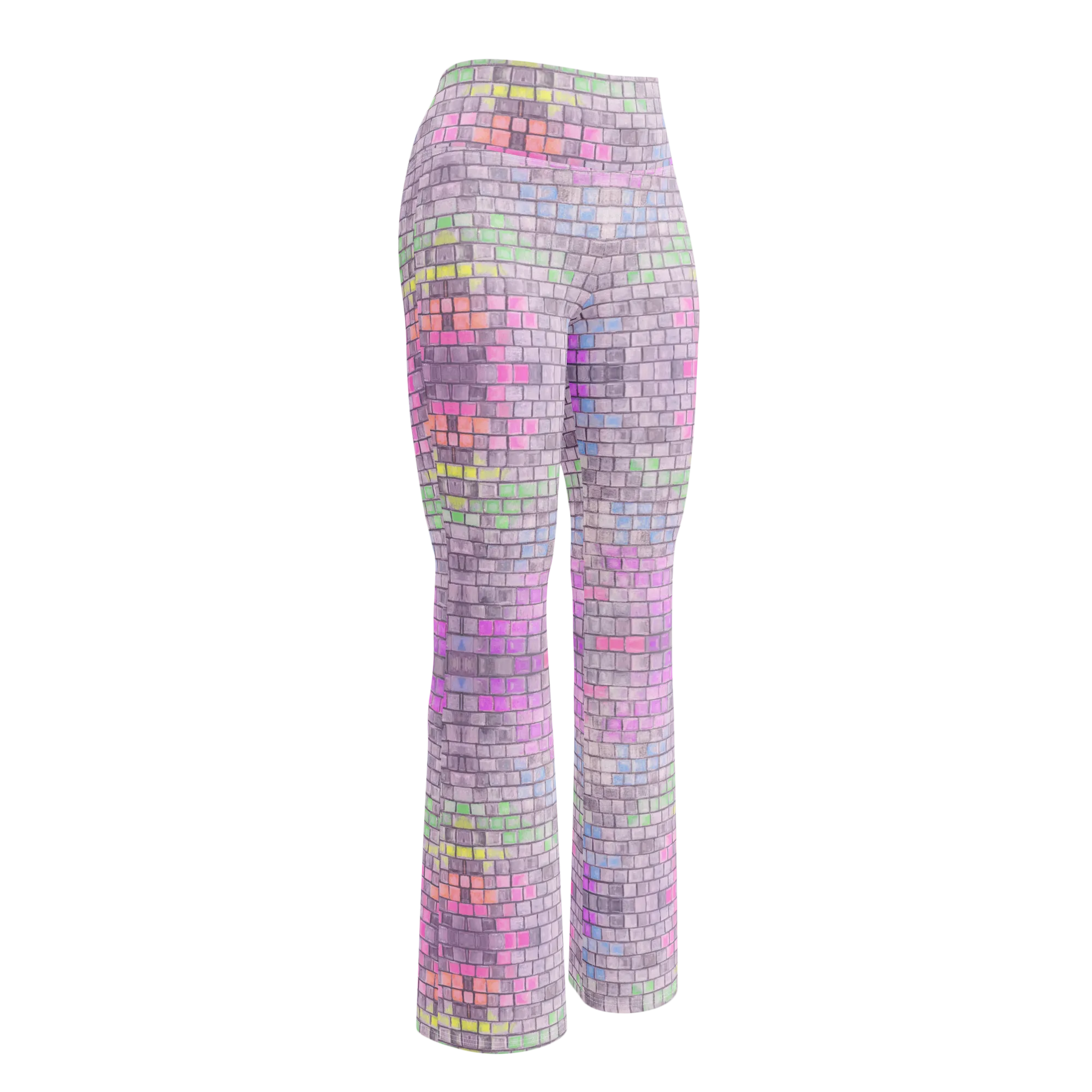 High Waisted Yoga Pants ( Internal Pocket)- "Disco Kitty" Design