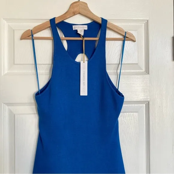 House of Harlow 1960 Luxe Essentials Blue Knit Cutout Back Midi Dress, Size M