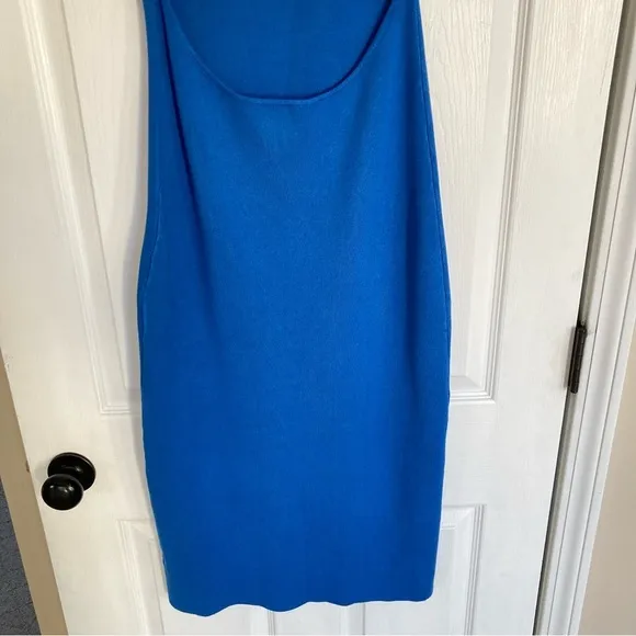 House of Harlow 1960 Luxe Essentials Blue Knit Cutout Back Midi Dress, Size M