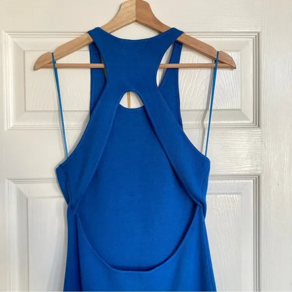 House of Harlow 1960 Luxe Essentials Blue Knit Cutout Back Midi Dress, Size M
