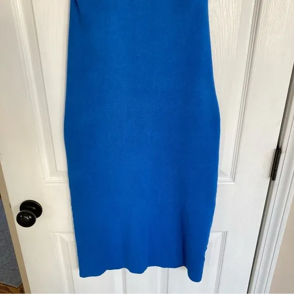 House of Harlow 1960 Luxe Essentials Blue Knit Cutout Back Midi Dress, Size M