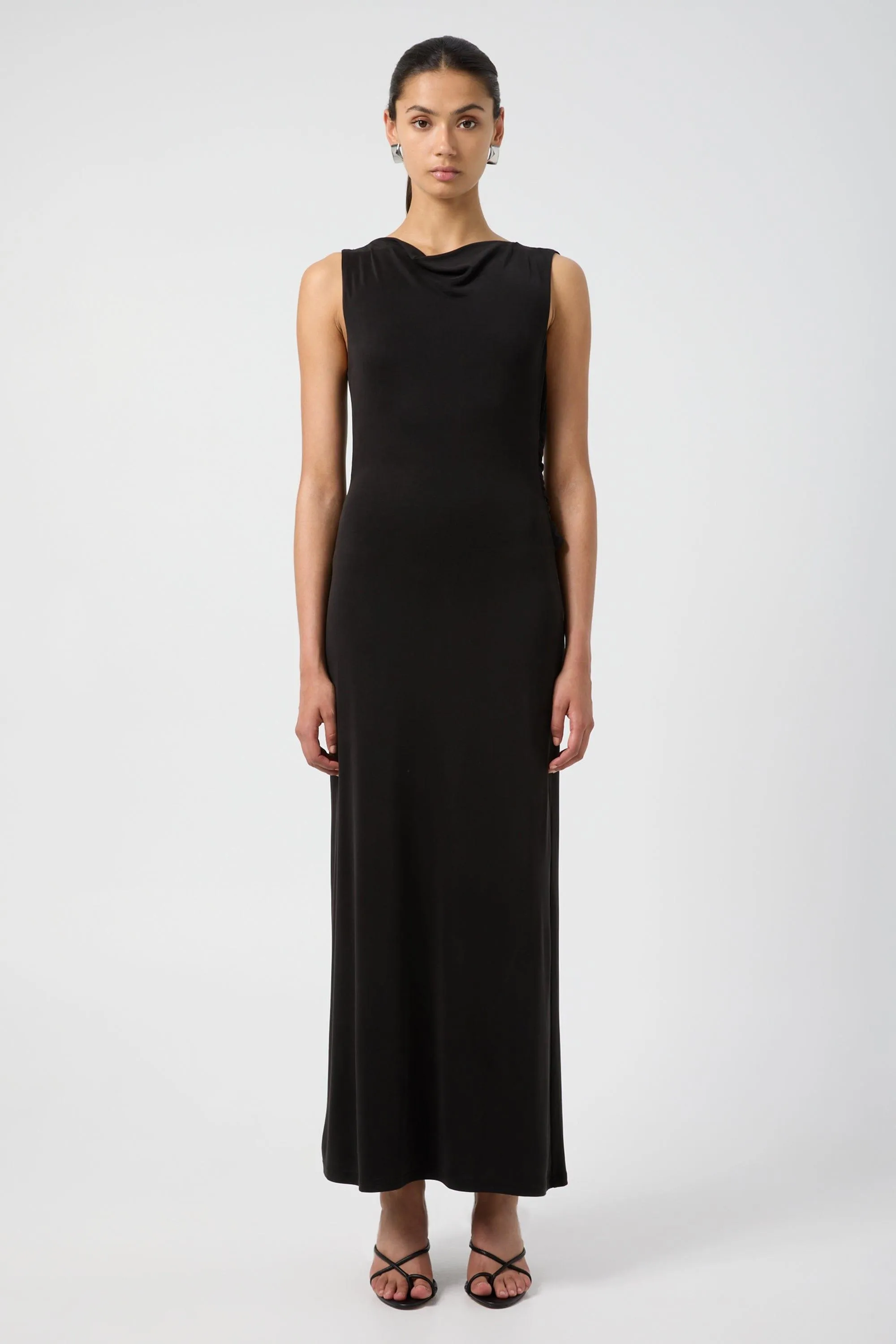 INTERWEAVE BACKLESS MAXI DRESS | BLACK