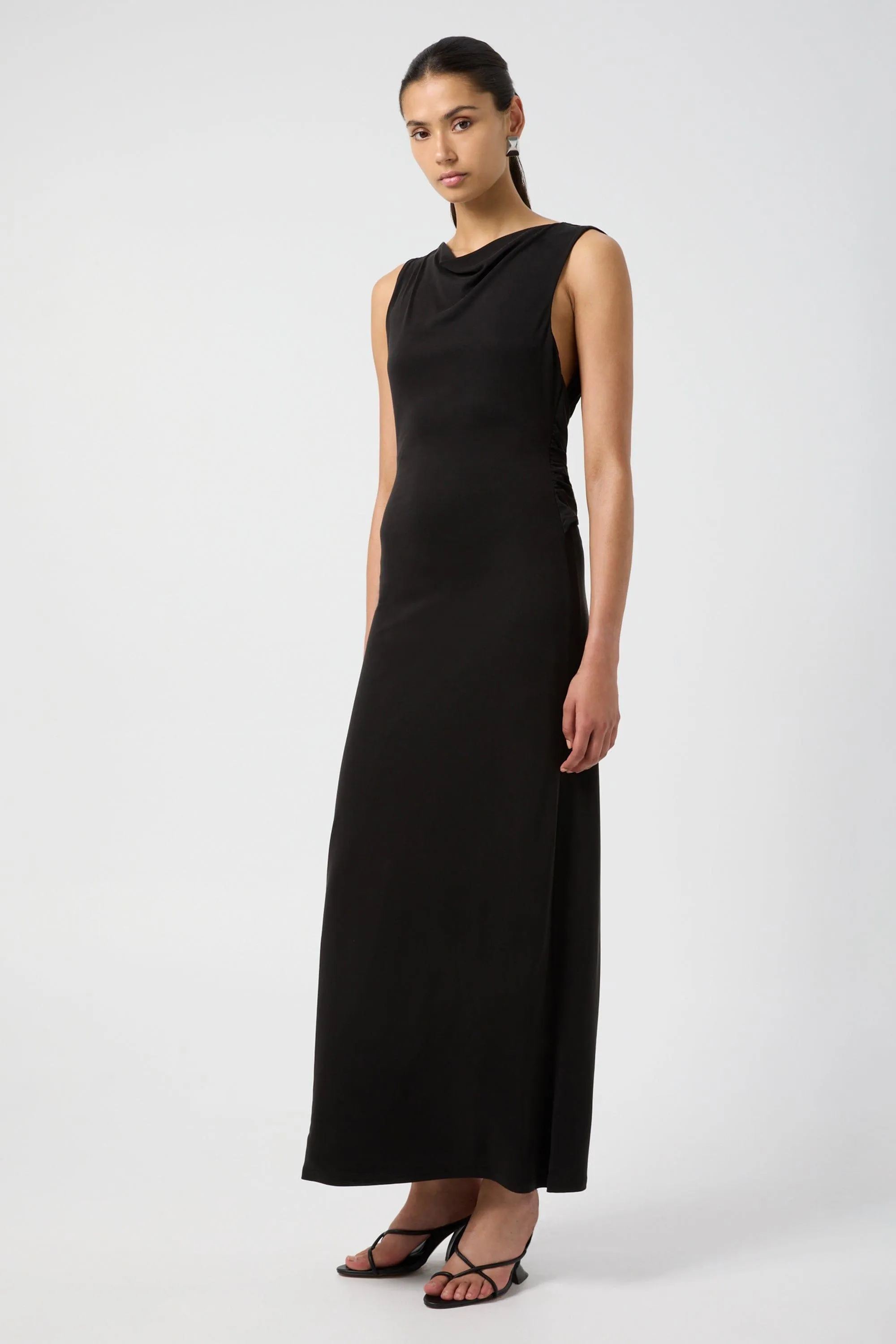 INTERWEAVE BACKLESS MAXI DRESS | BLACK