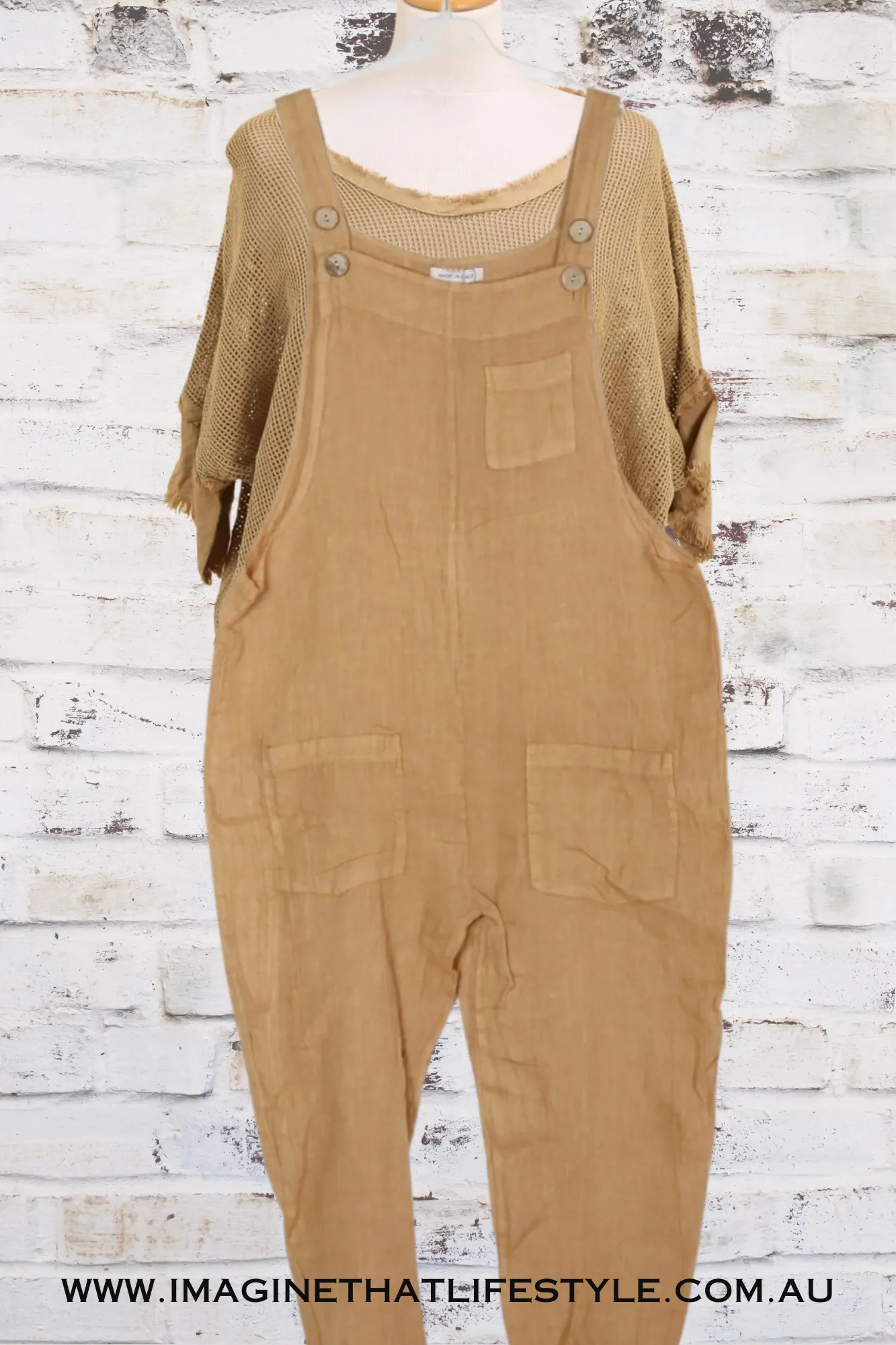 'Isla' Mesh Overlay Linen Top