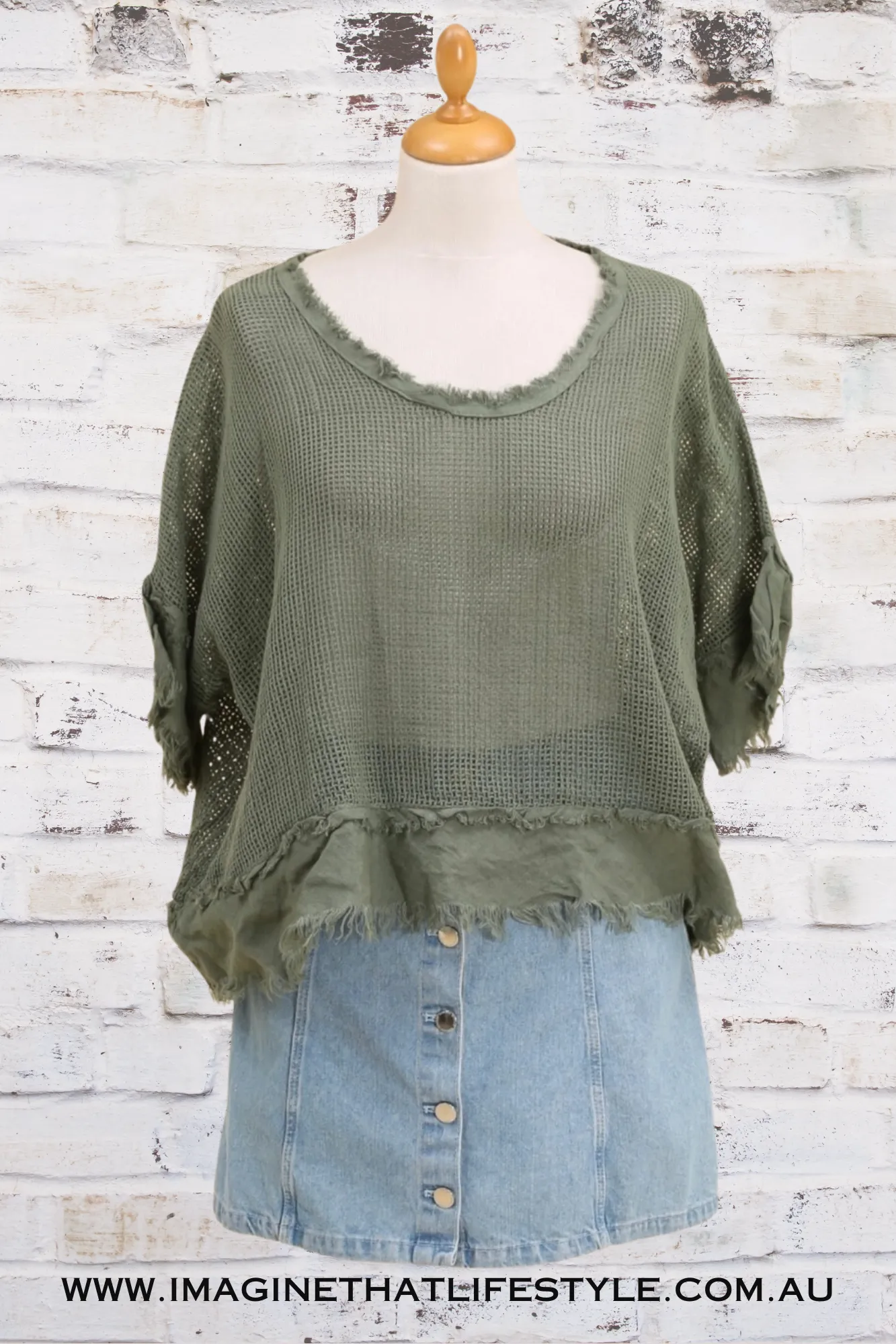 'Isla' Mesh Overlay Linen Top