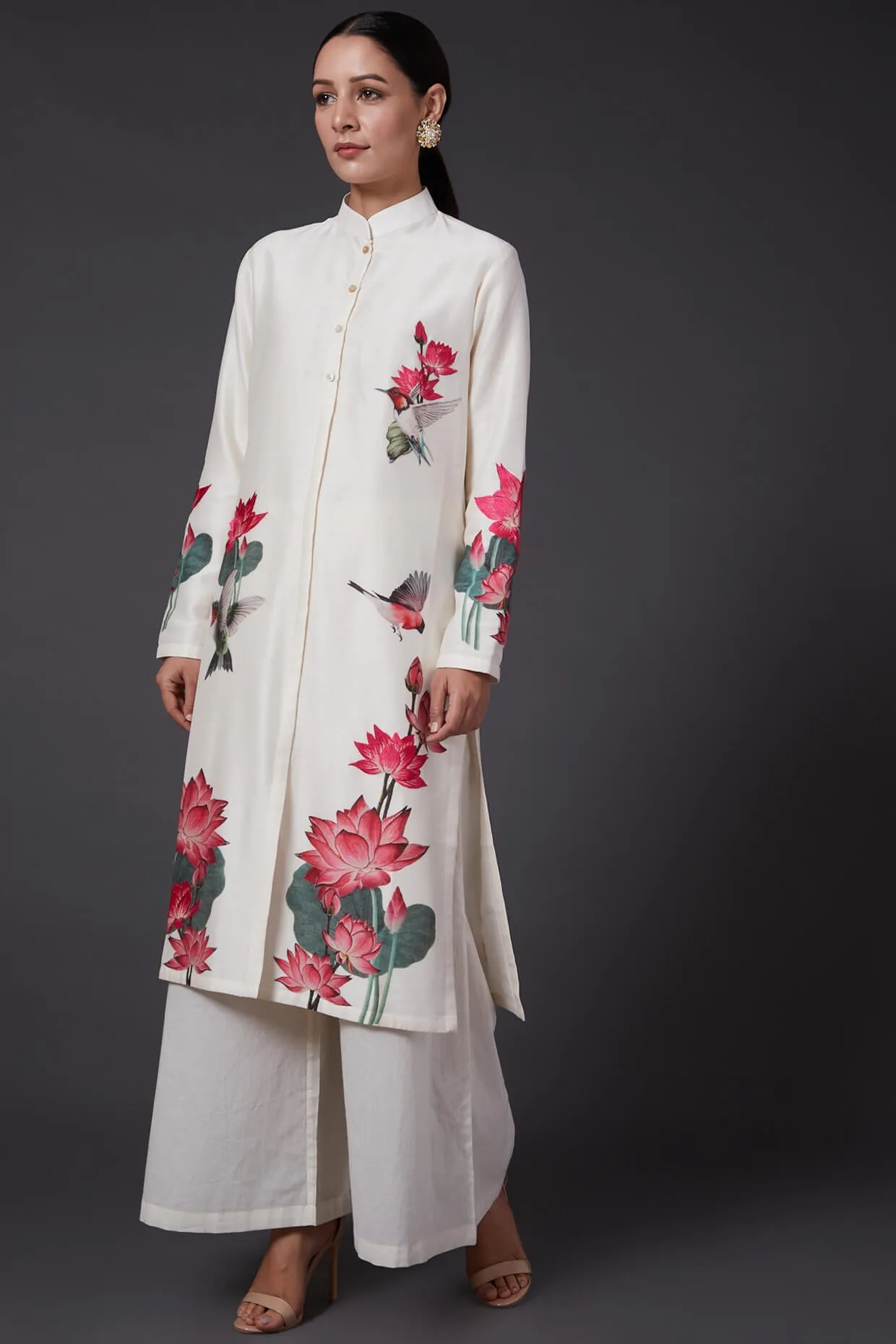 Ivory Embroidered Kurta With Palazzo
