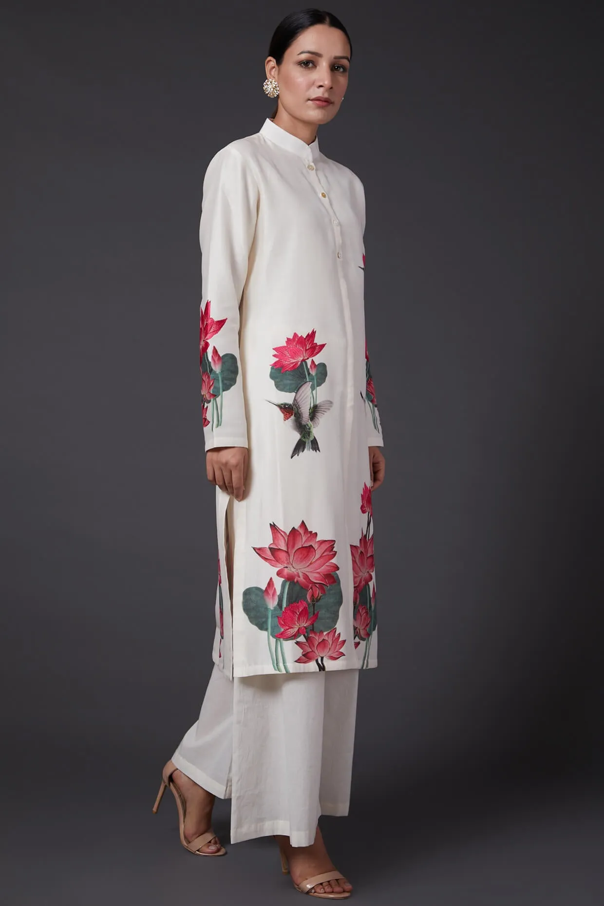 Ivory Embroidered Kurta With Palazzo