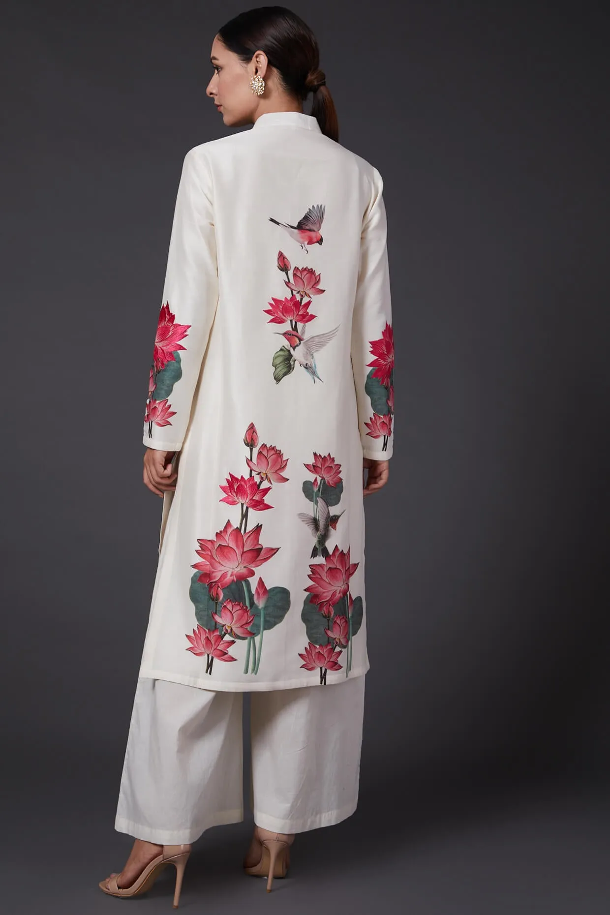 Ivory Embroidered Kurta With Palazzo