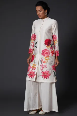 Ivory Printed Kurta With Palazzo