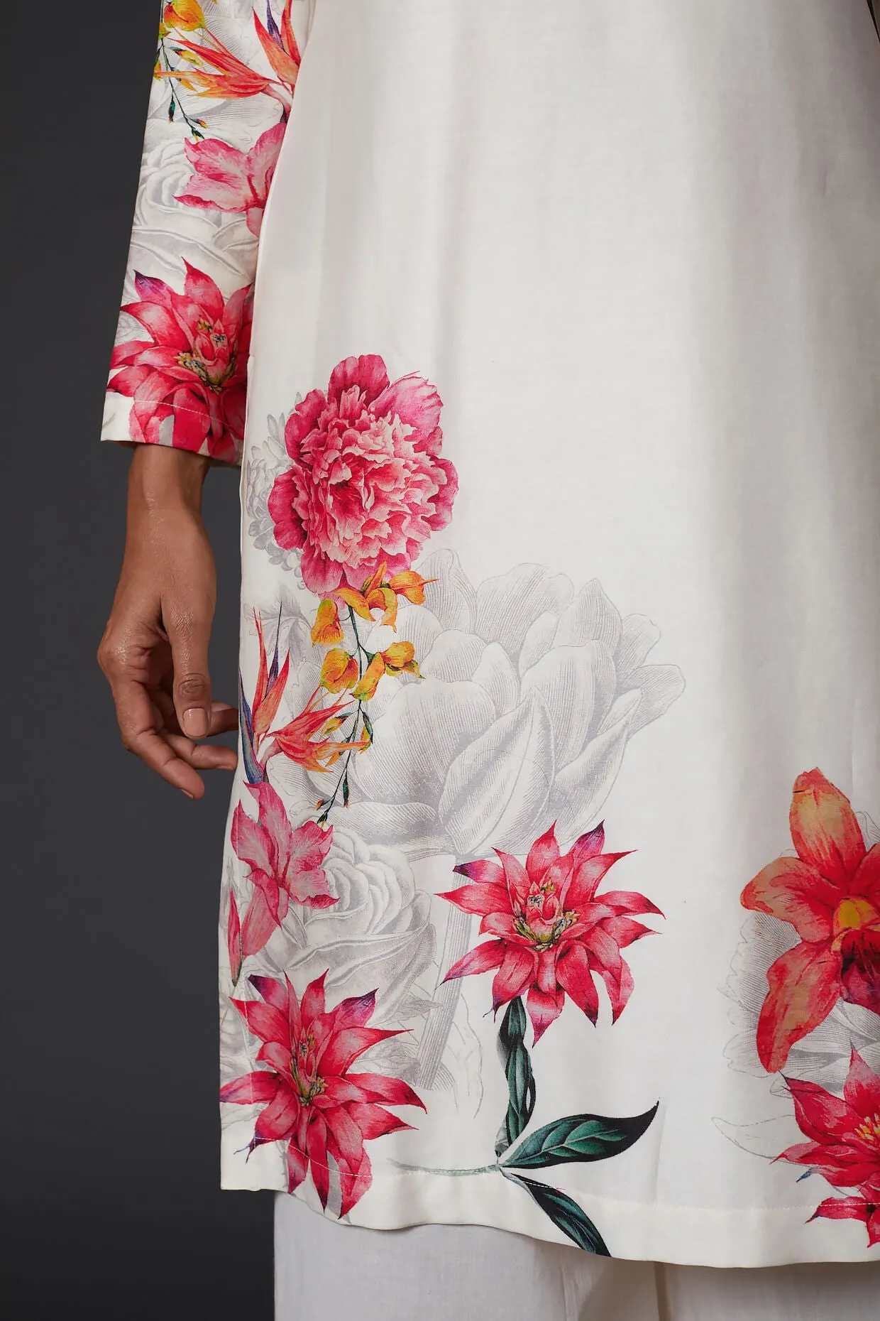 Ivory Printed Kurta With Palazzo