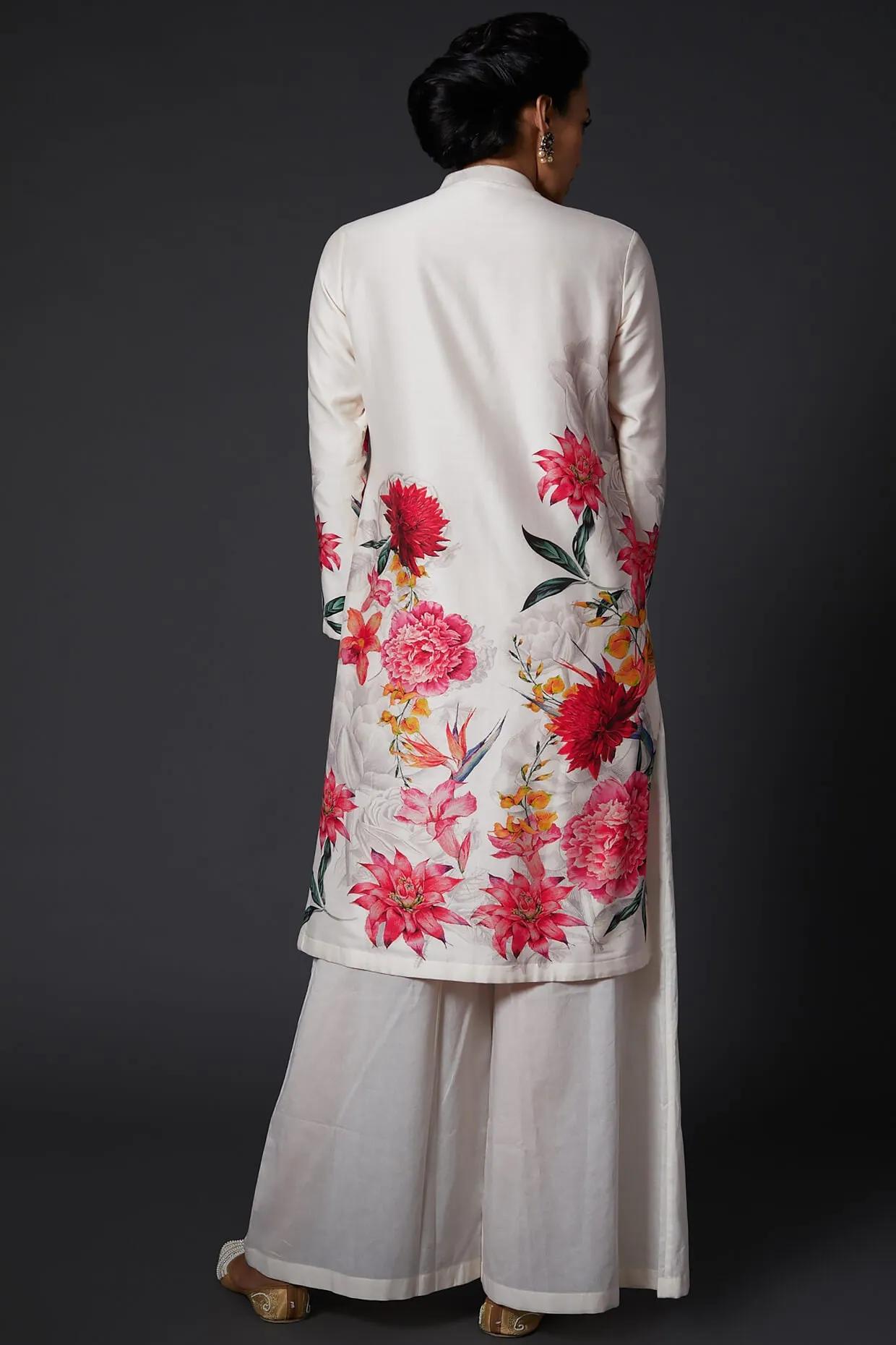 Ivory Printed Kurta With Palazzo